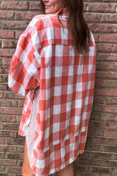 Plaid Collared Neck Long Sleeve Shirt Dress OutfitFlow